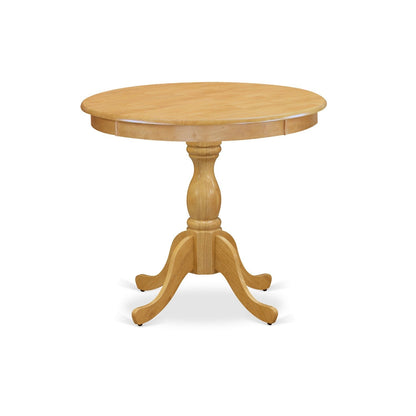 EAST WEST FURNITURE - AMDL3-OAK-W - 3-Piece Dining Room Table Set- 2 Modern Dining Room Chair and Dining Table - Wooden Seat and Slatted Chair Back - Oak Finish