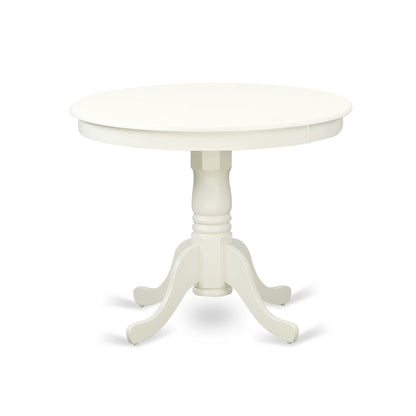 EAST WEST FURNITURE - ANVA3-LWH-W - 3-Pc Kitchen Dining Table Set- 2 Modern dining room chairs and Dining Room Table - Wooden Seat and Slatted Chair Back (linen white Finish)