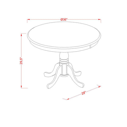 EAST WEST FURNITURE - ANVA3-LWH-W - 3-Pc Kitchen Dining Table Set- 2 Modern dining room chairs and Dining Room Table - Wooden Seat and Slatted Chair Back (linen white Finish)