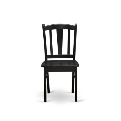 EAST WEST FURNITURE - ANDL5-BLK-W - 5-Pc Kitchen Dining Room Set- 4 Dining Chairs and Kitchen Dining Table - Wooden Seat and Slatted Chair Back (Black Finish)