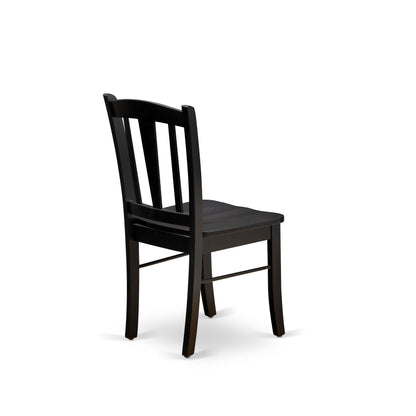 EAST WEST FURNITURE - ANDL5-BLK-W - 5-Pc Kitchen Dining Room Set- 4 Dining Chairs and Kitchen Dining Table - Wooden Seat and Slatted Chair Back (Black Finish)