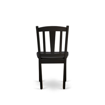EAST WEST FURNITURE - ANDL5-BLK-W - 5-Pc Kitchen Dining Room Set- 4 Dining Chairs and Kitchen Dining Table - Wooden Seat and Slatted Chair Back (Black Finish)