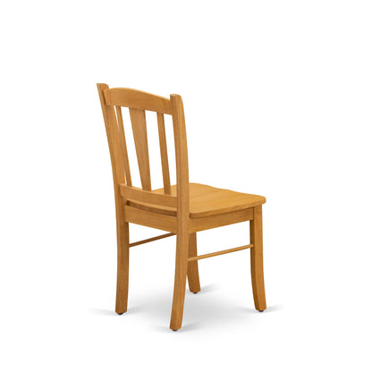 EAST WEST FURNITURE - AMDL3-OAK-W - 3-Piece Dining Room Table Set- 2 Modern Dining Room Chair and Dining Table - Wooden Seat and Slatted Chair Back - Oak Finish