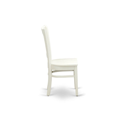 EAST WEST FURNITURE - ANVA3-LWH-W - 3-Pc Kitchen Dining Table Set- 2 Modern dining room chairs and Dining Room Table - Wooden Seat and Slatted Chair Back (linen white Finish)
