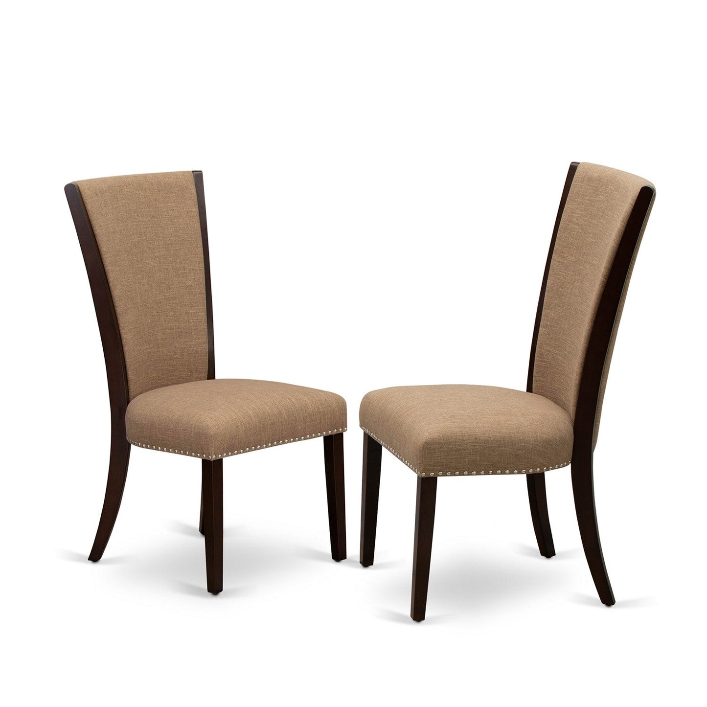 EAST WEST FURNITURE - ANVE5-MAH-47 - 5 Piece Dining Table Set - 4 Light Sable Linen Fabric Kitchen Chairs with High Back and 1 Dining Room Table - Mahogany Finish