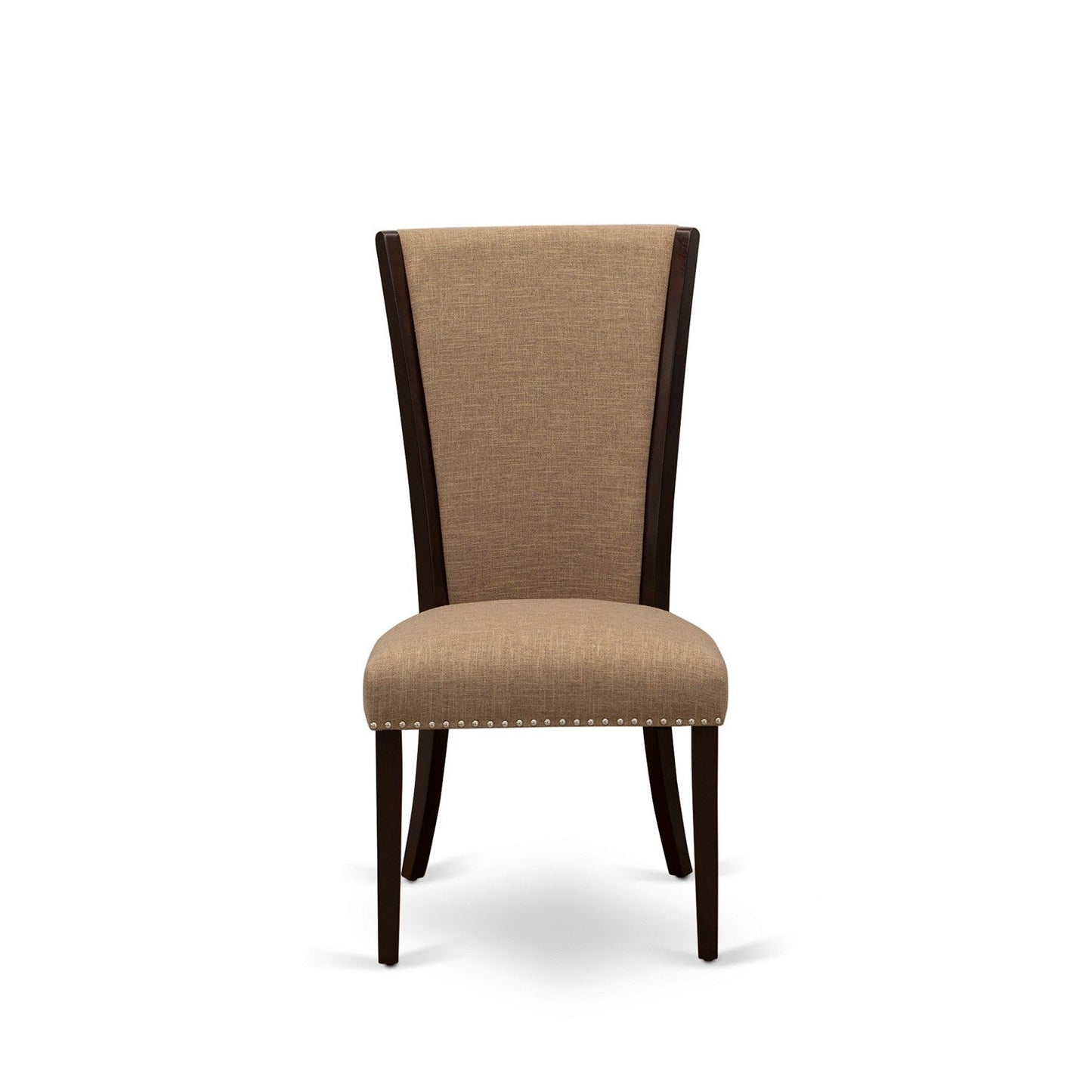 EAST WEST FURNITURE - ANVE5-MAH-47 - 5 Piece Dining Table Set - 4 Light Sable Linen Fabric Kitchen Chairs with High Back and 1 Dining Room Table - Mahogany Finish