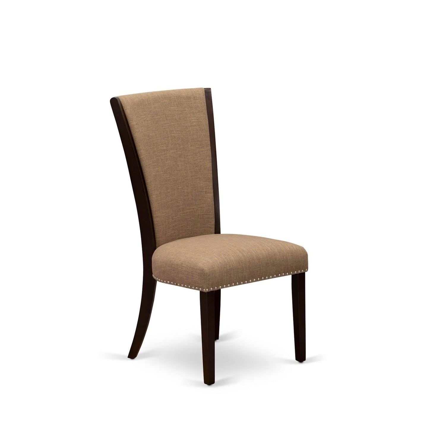 EAST WEST FURNITURE - ANVE5-MAH-47 - 5 Piece Dining Table Set - 4 Light Sable Linen Fabric Kitchen Chairs with High Back and 1 Dining Room Table - Mahogany Finish
