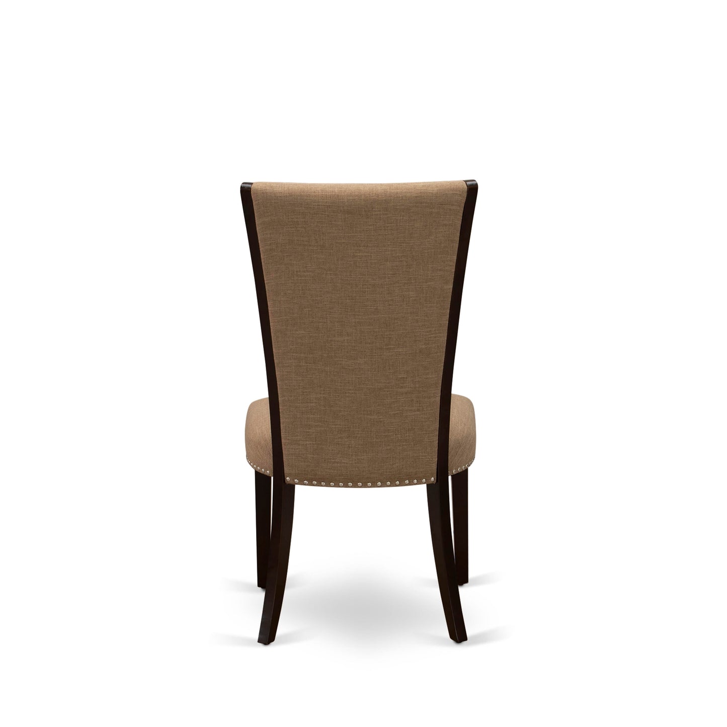 EAST WEST FURNITURE - ANVE5-MAH-47 - 5 Piece Dining Table Set - 4 Light Sable Linen Fabric Kitchen Chairs with High Back and 1 Dining Room Table - Mahogany Finish
