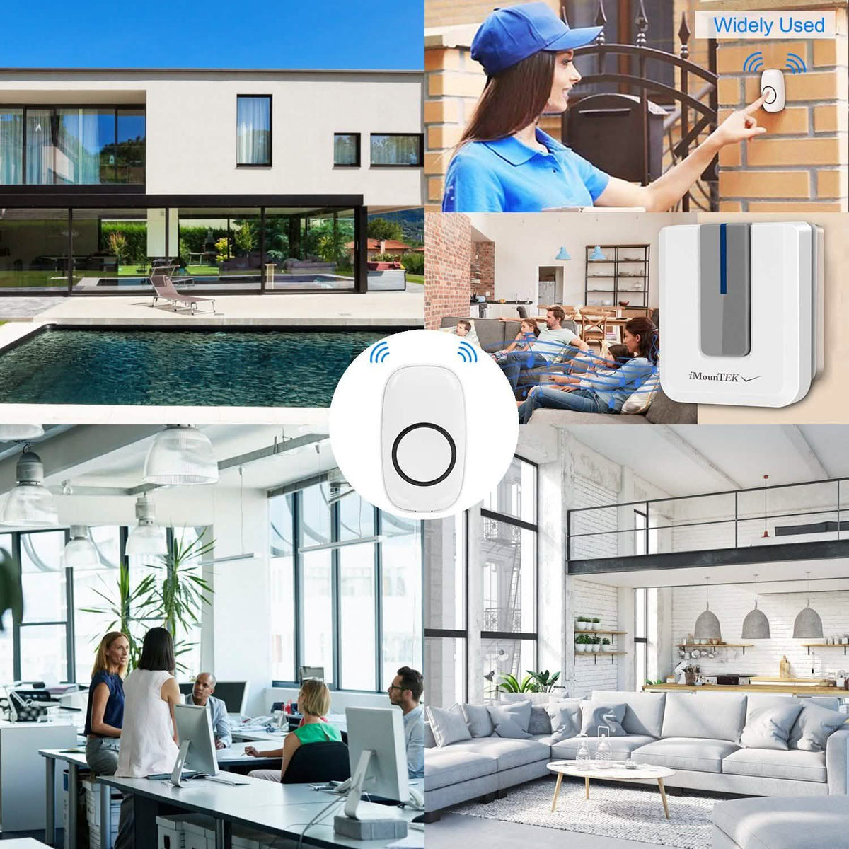 Wireless Doorbell Rings 1000FT with 1 Plug Receiver Chimes